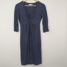 Fat Face Dress Womens UK 10 Navy Blue Ditsy Floral Knot Front Casual Boho