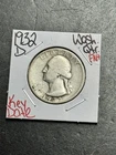 1932 D Washington Silver Quarter FN Fine Key Date U.S. 25c Coin (Raw19295)