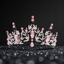 Black pink Tiara, Gothic Wedding Headpiece, Black Queen Tiara, Costume Tiara