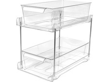 2 Tier Kitchen Organizer, Clear Pull Out Bins for Under Sink