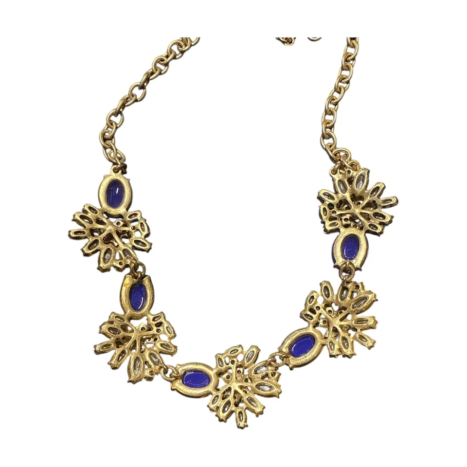 J. Collar Crew tono dorado azul real y cristal transparente JC418 Foto 4 de 4