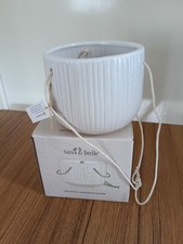 Image of Sass and Belle New Grooved Hanging Planter Ceramic Plant Pot Off White Medium