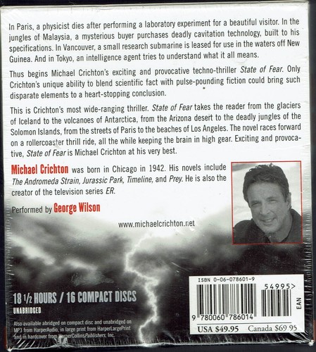 State of Fear Michael Crichton Audio Book 16 CDs Global Warming Thriller Hoax - Picture 2 of 2
