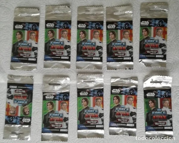 Lote de 10 sobres de cromos Star Wars Topps Force Attax trading card game - Nuev
