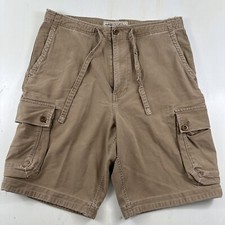 Vtg Abercrombie Fitch Mens Cargo Shorts Medium 34x11 Khaki Distressed 90s Y2K