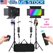 RGB Photography Video Lighting Kit U600/U800 LED Panel Lighting w/ Tripod 1.6M