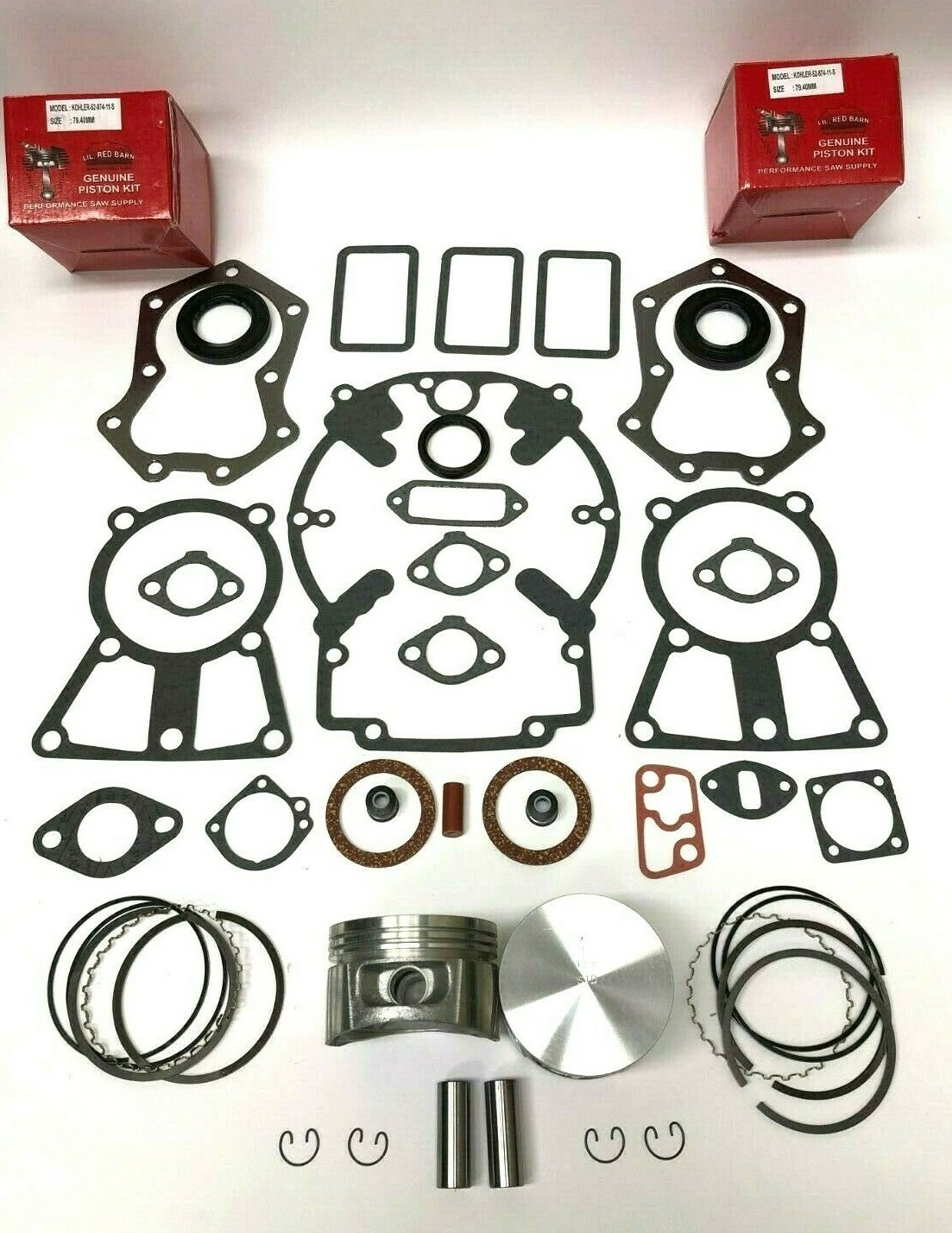 ENGINE REBUILD KIT FITS KOHLER KT17, M18, MV16, GASKET SET, PISTONS