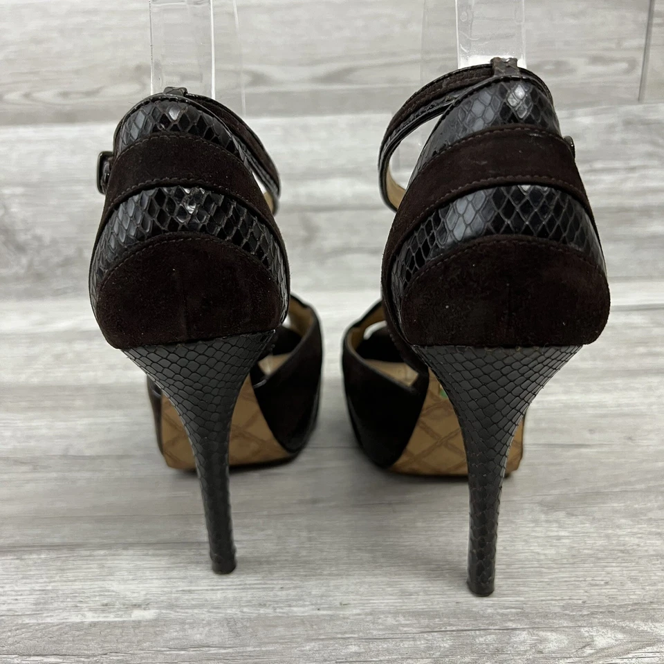 L.A.M.B. ZAPATOS DE SALÓN GWEN STEFANI MIYAGI MARRÓN SERPIENTE CUERO PLATAFORMA 6.5 ME ENCANTAN LOS ZAPATOS Foto 4 de 4