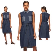 Women's Reed Chambray Shirtdress, Size: Medium, Dark Blue  (P)