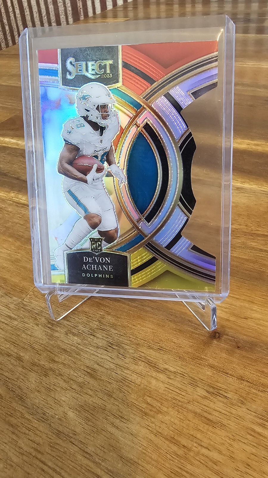 2023 Panini Select Devon Achane RC Premier Red & Yellow Die-Cut Rookie Card #176