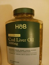 COD LIVER OIL -1000 mg  - MEDIUM PACK-- 240 Capsules -HOLLANDS  BARRETS