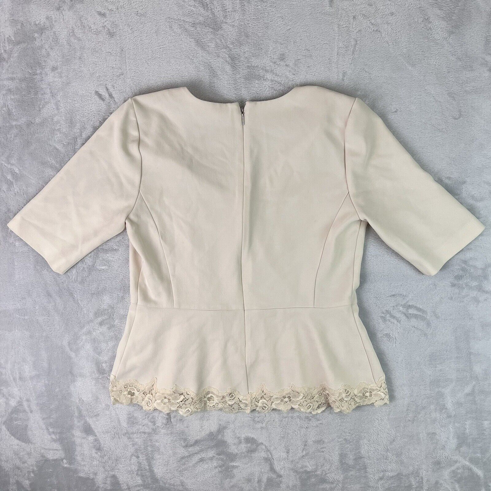 Rebecca Taylor Crepe Lace Inset Top Size 8 Beige … - image 8