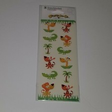 NEW Stickety-Doo-Da 36 Stickers Animals Giraffe Tiger Alligator Lion Palm Tree