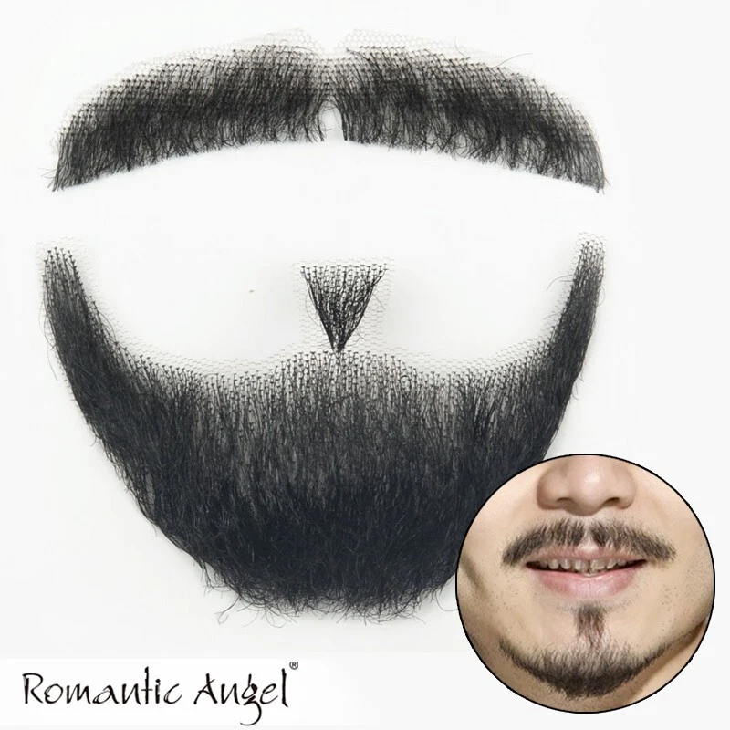 Barba bigote falsa/falsa 100 % cabello humano hecha a mano para entretenimiento/drama/vida Foto 3 de 4