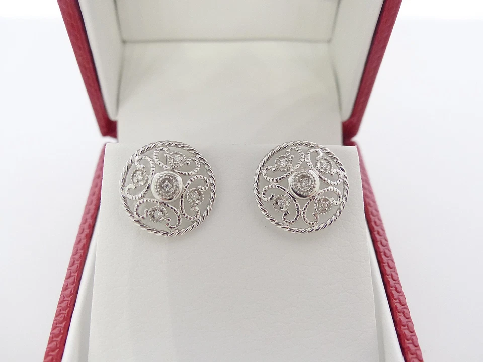 Pendientes de diamantes de oro blanco de 18 quilates con llama blanca Charriol 03-08-8602-11 Foto 4 de 4