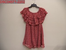 Women's Red Spotted Off the Shoulder Waistband Babydoll Dress, Size S X002Z6ESZ1