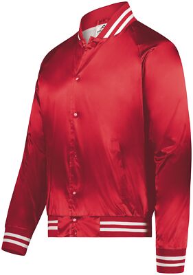 Augusta Sportswear 3610 Raglan Sleeves Striped Trim Top Satin Baseball Jacket
