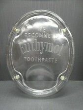 ANTIQUE GLASS CHEMIST SHOP ADVERTISING SIGN CARD TRAY EUTHYMOL TOOTHPASTE PLATE