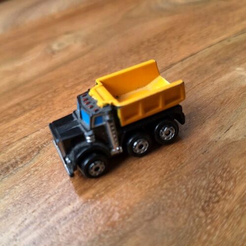1987 Micro Machines Dump Truck Black Yellow MACK Vintage Galoob