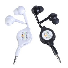 Corded Earbuds In-Ear Earphones with Retractable Cable Noise Isolating Headphone