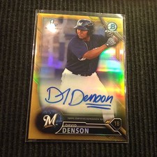 2016 BOWMAN DAVID DENSON *CHROME GOLD REFRACTOR AUTO #29/50*  BREWERS