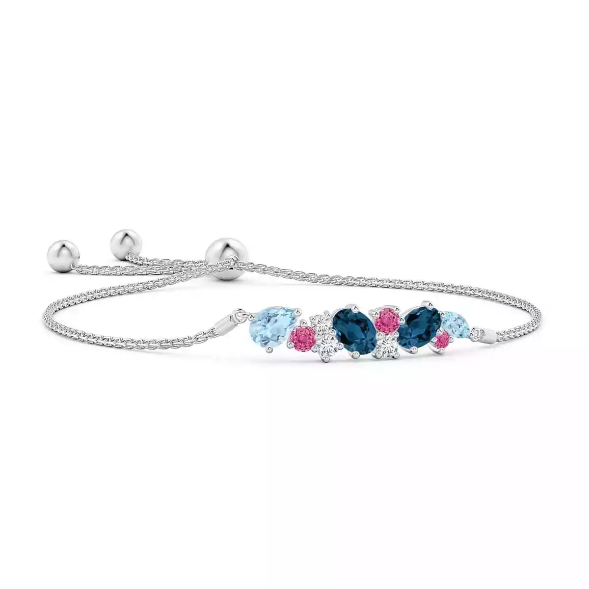 ANGARA Scattered Multi Gemstone Bolo Bracelet for Women Girl in