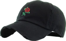 Rose Embroidery Dad Hat Baseball Cap Unconstructed Cotton