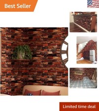 18" x 120" Brick Wallpaper Rust Red Peel and Stick Wallpaper Self Adhesive Firep