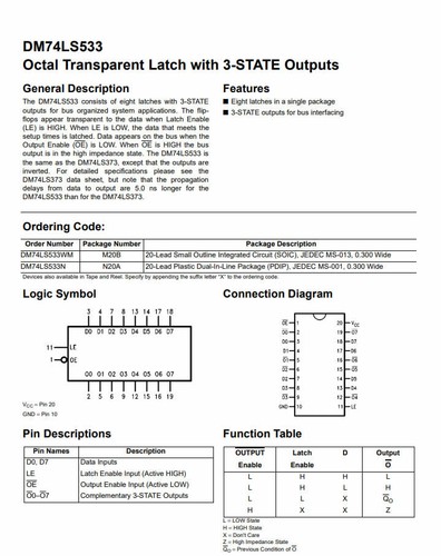 74LS533N (SN74LS533N) oktale transparente Verriegelung 74LS533 IC (1 Stück) - Bild 2 von 2