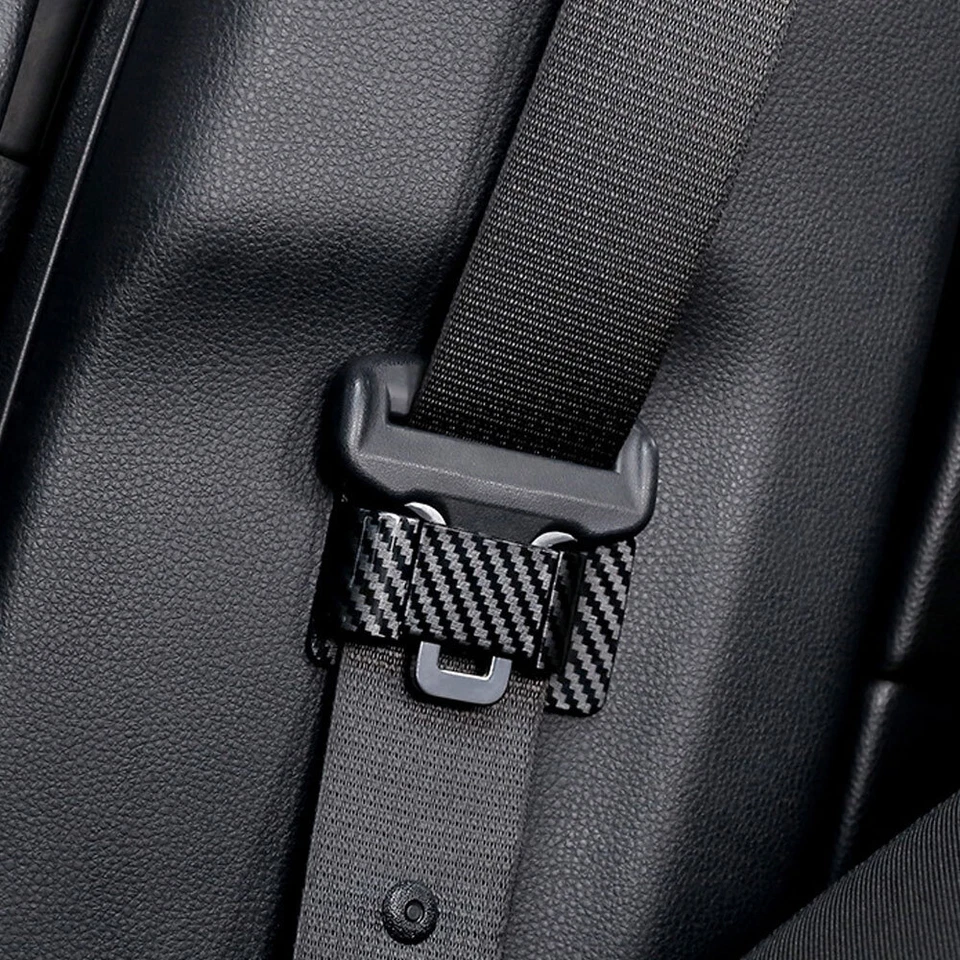 2Pcs Carbon Fibre Car Seat Belt Holder Stabilizer Limiter Clip Accessories — 第 3/4 张图片