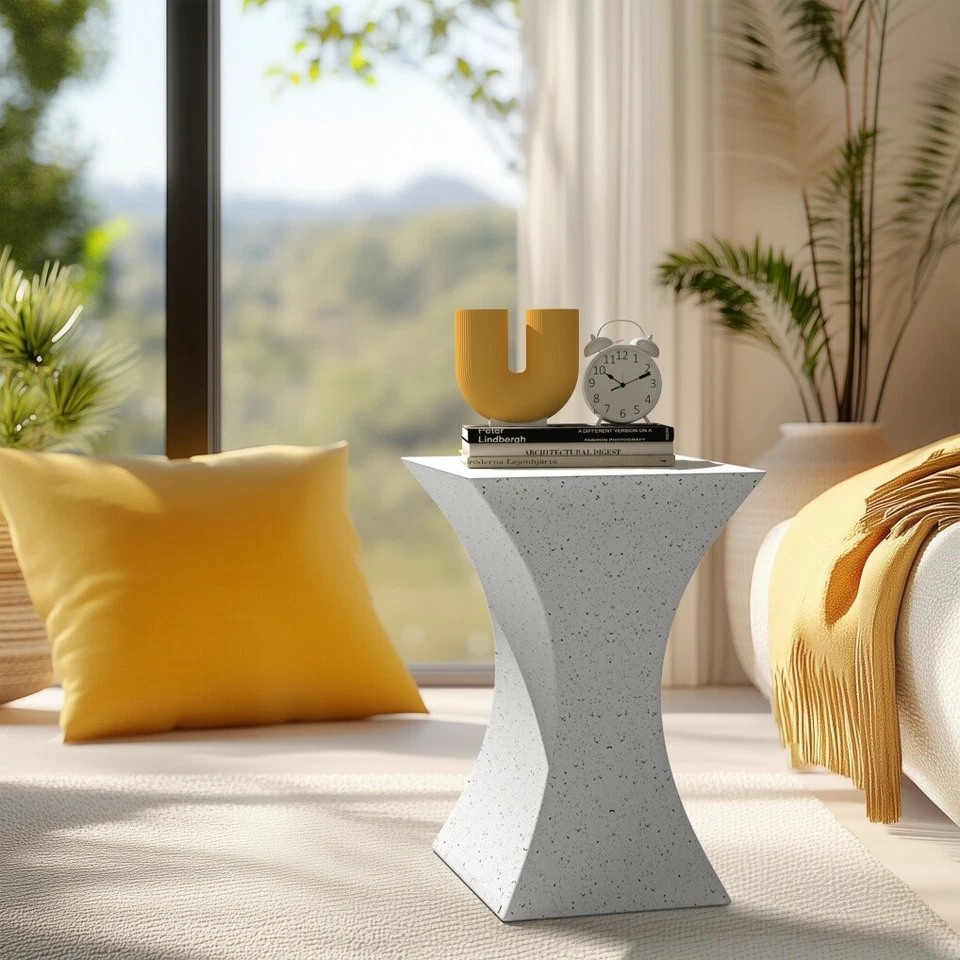 Side Table End Terrazzo Geometric Waterproof Concrete Stool Stand In/Outdoor - image 2 of 4