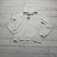 ADIAS Manchester United Hoodie Womens Small White Knit Hooded Sweatshirt