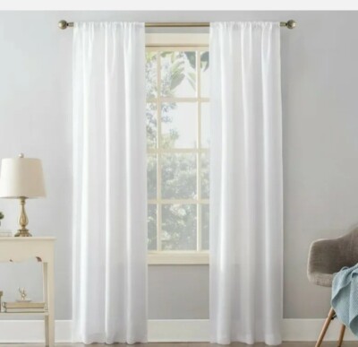 Mainstays Textured Solid Curtain Single Panel, 38'' X 84'', White