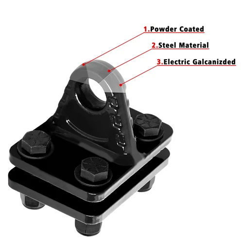 3/4'' D-Ring Shackles w/Backer Plate Bolt on Clevis Bumper Mount Brackets Black - Picture 4 of 11