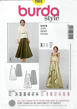 Burda 7001 EASY Draped Maxi Skirt or Circle Skirt Sz 8-18 UNCUT Sewing Pattern