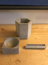 Owen & Fred Cement Desk Accessory Set Hexagon Made In USA West Elm CB2 Brutalist
