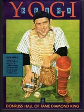 1990 LEAF FOIL YOGI BERRA HOF DIAMOND KING DEALER PROMO SHEET BY DICK PEREZ