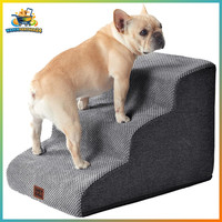 Hundetreppe 40 Cm FüR Kleine Hunde, 3 Stufen, Rutschfest, Grau
