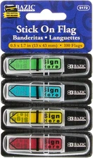 BAZIC Neon Page Markers Dispensers 0.5X1.7 Sign Here Neon Colored PET Arrow Flag