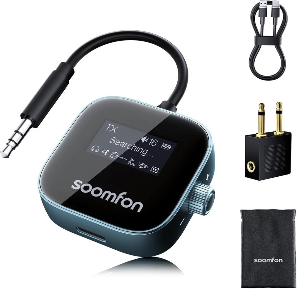 SOOMFON 2-in-1 Bluetooth 5.3 Sender Empfänger Klinke, Bluetooth Adapter Flugzeug