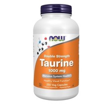 Now Foods Taurine Double Strength 1 000 mg 250 Veg Capsules GMP Quality Assured,