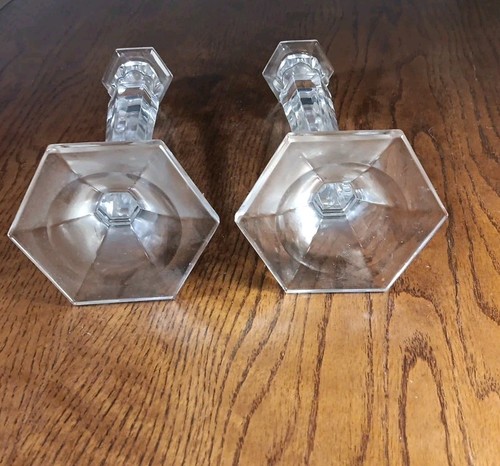 Glass Candle Holders 2 Elegant Tapers Vintage  - Foto 5 di 11