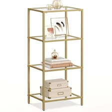 Bookcase, 4-Tier Bookshelf, Slim Shelving Unit for Bedroom, Bathroom, Home Of...