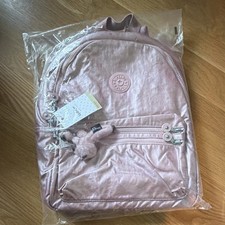 Mochila Kipling Bouree BP4194 Rosa Helada Rosa Metálico Nuevo con Etiquetas Llavero Mono