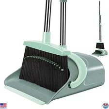 Broom and Dustpan Set with Long Handle for Home Kitchen Office Floor Cleaning