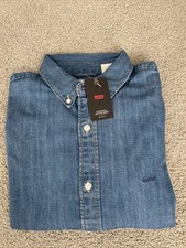 Levi  s Shirt Mens Large The Authentic Button Down Shirt Long Sleeves Dark Blue
