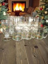 Vintage Libby Winter Glass Set Holly