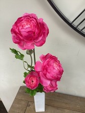 Cerise  Pink Ranunculus Faux  Silk Luxury Flower Arrangement Mothers Day Gift 
