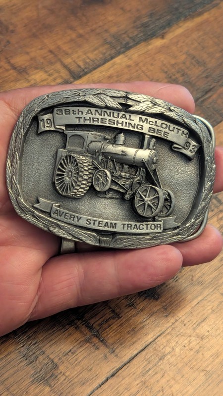 The AVERY STEAM Tractor Pewter Belt Buckle 1993 6th In The Series