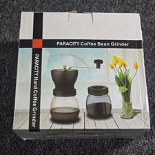 Paracity Coffee Bean Grinder with Ceramic Burr Canister Set Manual Hand Held